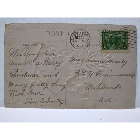 Santa Claus St Nick Holding Toys Christmas Postcard 1915 San Francisco C-158 - Picture 3 of 3